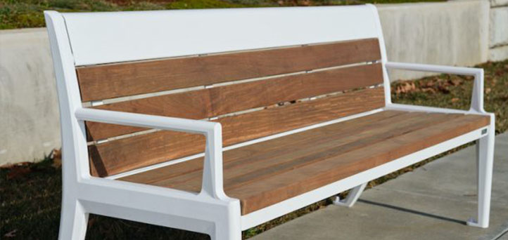 White and brown park bench image
